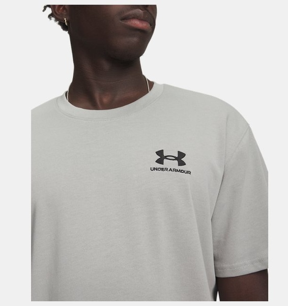 Gri Erkek UA LOGO EMB Heavyweight Kısa Kollu T-shirt