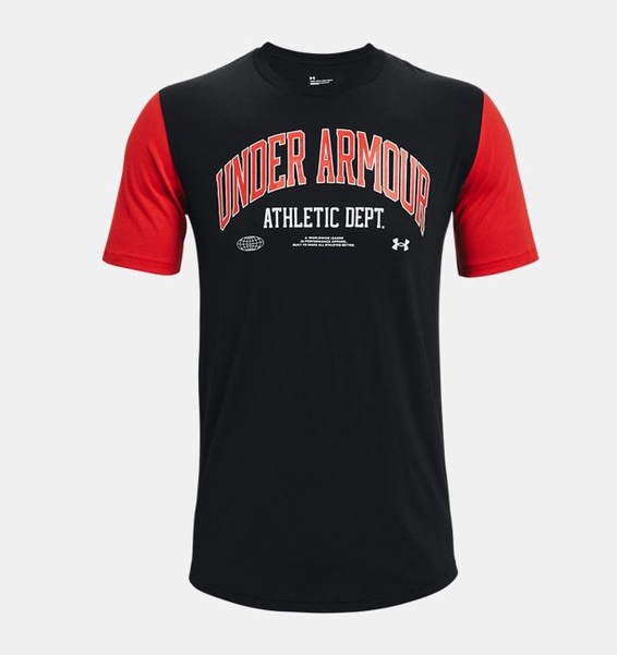 Siyah Erkek UA Athletic Department Colorblock Kısa Kollu T-shirt