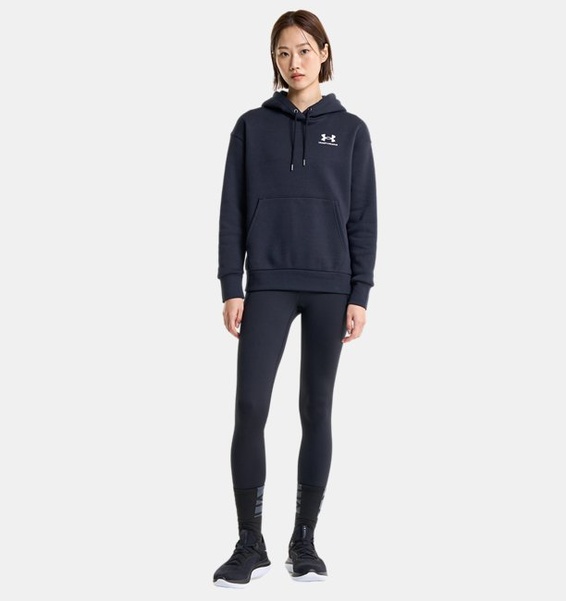 Siyah Kadın UA Essential Fleece Kapüşonlu Üst