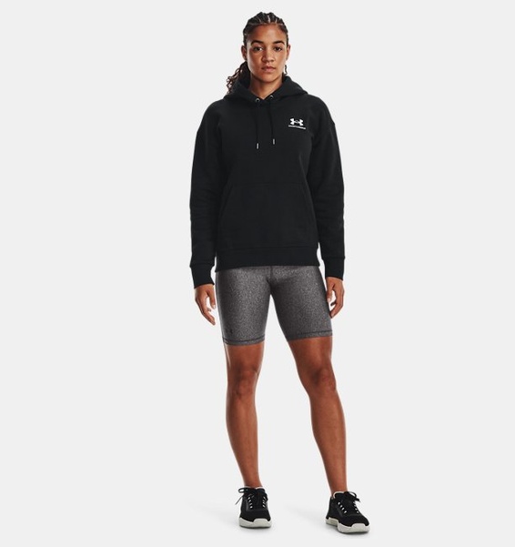 Siyah Kadın UA Essential Fleece Kapüşonlu Üst