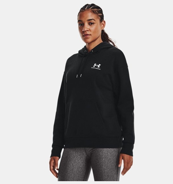 Siyah Kadın UA Essential Fleece Kapüşonlu Üst