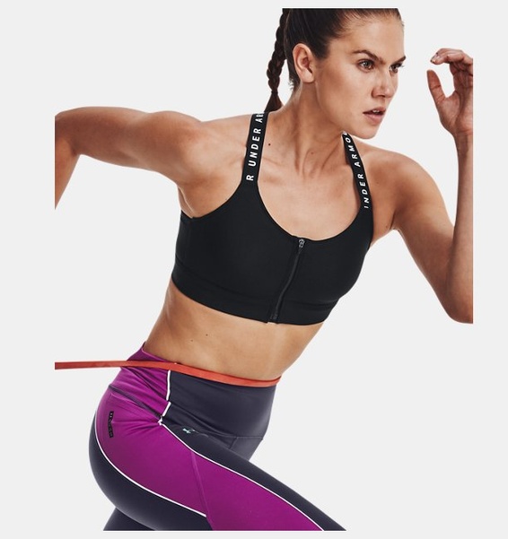 Siyah Kadın UA Infinity High Zip Spor Sütyeni