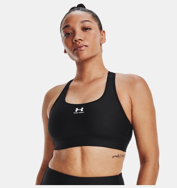 Siyah Kadın HeatGear® Armour Mid Padless Spor Sütyeni