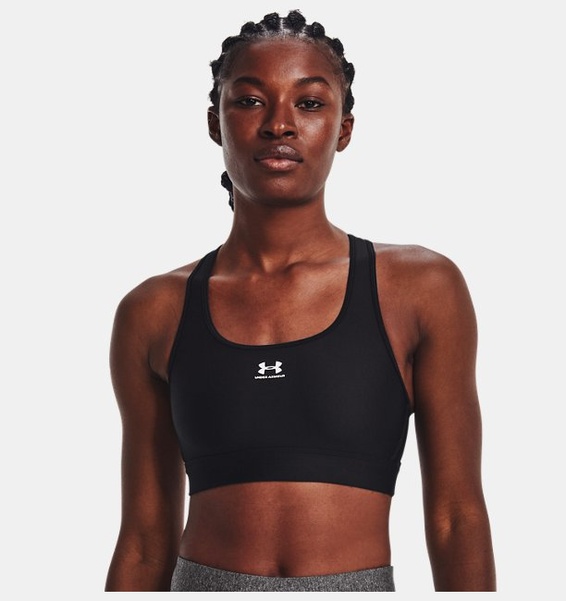 Siyah Kadın HeatGear® Armour Mid Padless Spor Sütyeni