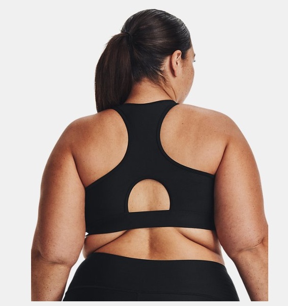 Siyah Kadın HeatGear® Armour Mid Padless Spor Sütyeni