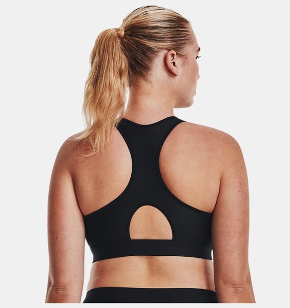 Siyah Kadın HeatGear® Armour Mid Padless Spor Sütyeni