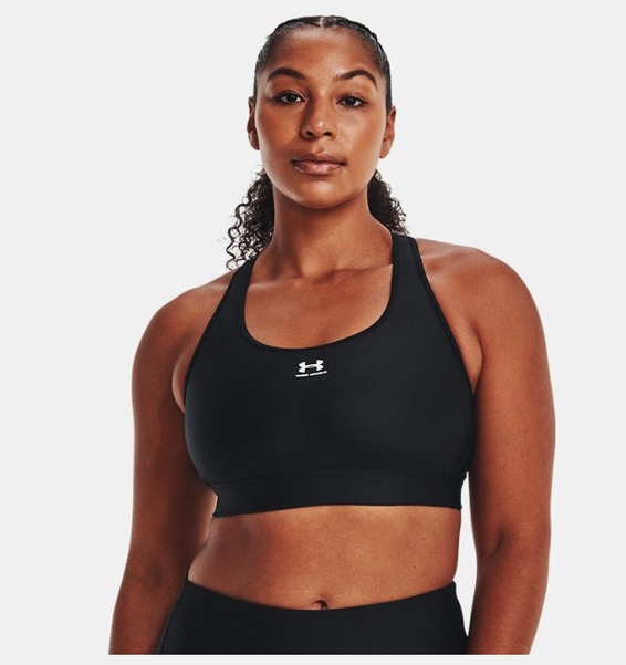 Siyah Kadın HeatGear® Armour Mid Padless Spor Sütyeni
