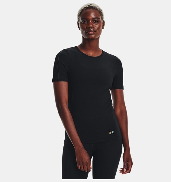 Siyah Kadın UA RUSH™ Dikişsiz Kısa Kollu T-shirt