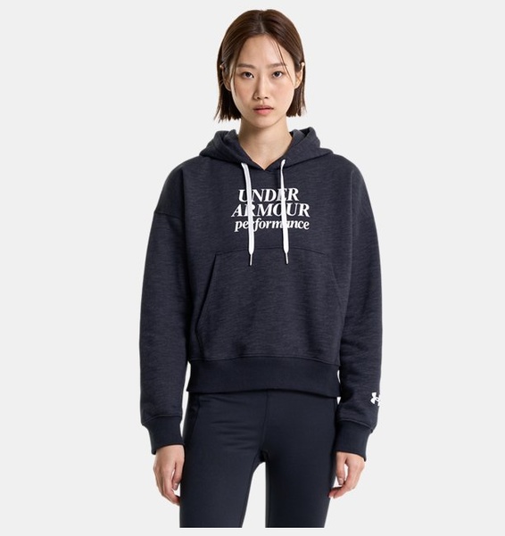 Siyah Kadın UA Essential Fleece Baskılı Kapüşonlu Üst