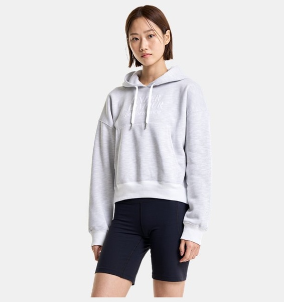 Beyaz Kadın UA Essential Fleece Baskılı Kapüşonlu Üst
