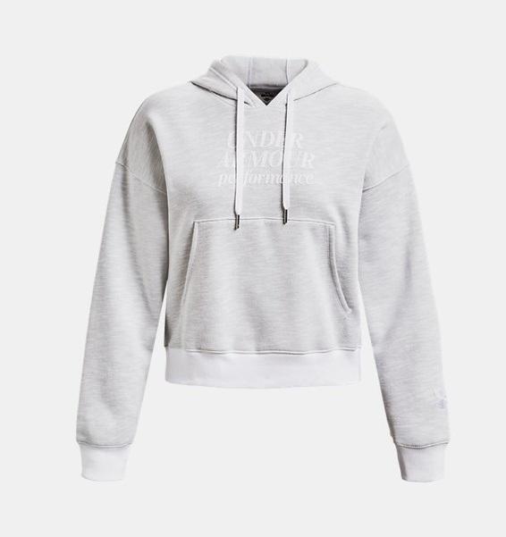 Beyaz Kadın UA Essential Fleece Baskılı Kapüşonlu Üst