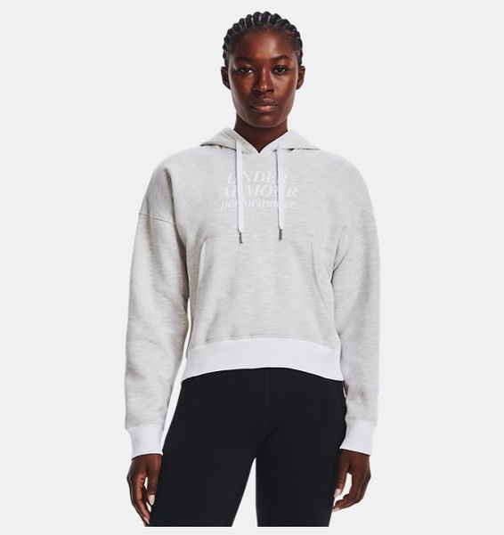 Beyaz Kadın UA Essential Fleece Baskılı Kapüşonlu Üst