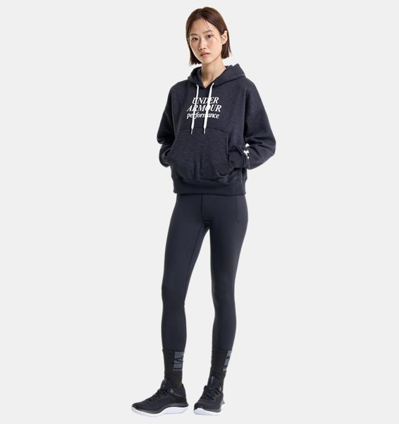Siyah Kadın UA Essential Fleece Baskılı Kapüşonlu Üst