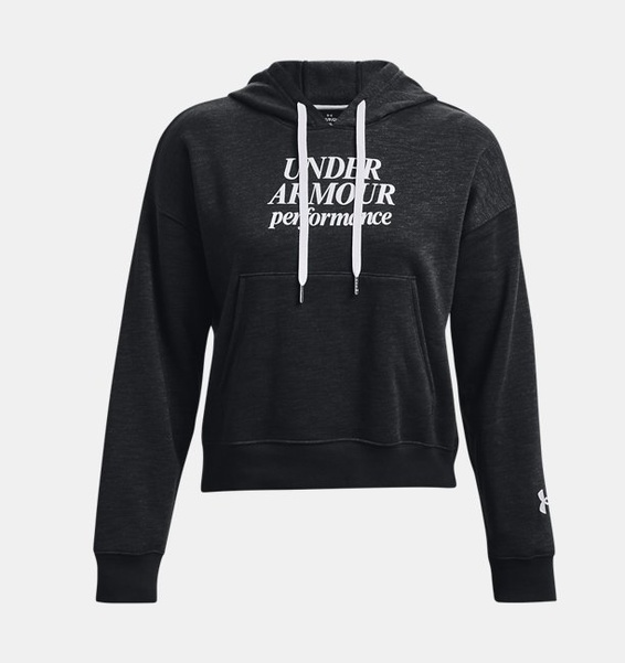 Siyah Kadın UA Essential Fleece Baskılı Kapüşonlu Üst