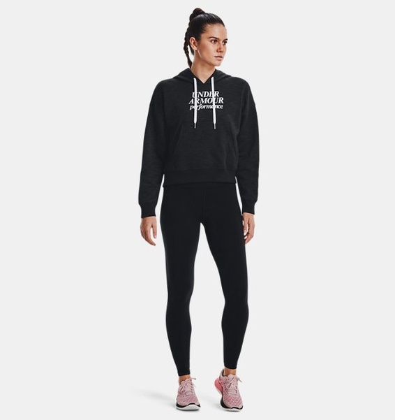 Siyah Kadın UA Essential Fleece Baskılı Kapüşonlu Üst
