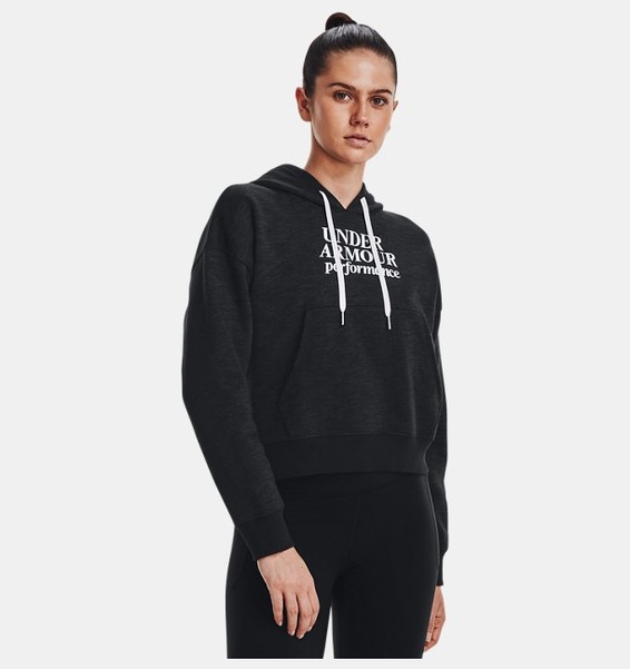Siyah Kadın UA Essential Fleece Baskılı Kapüşonlu Üst
