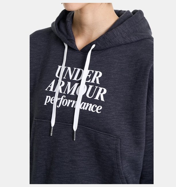 Siyah Kadın UA Essential Fleece Baskılı Kapüşonlu Üst