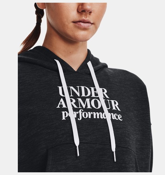 Siyah Kadın UA Essential Fleece Baskılı Kapüşonlu Üst