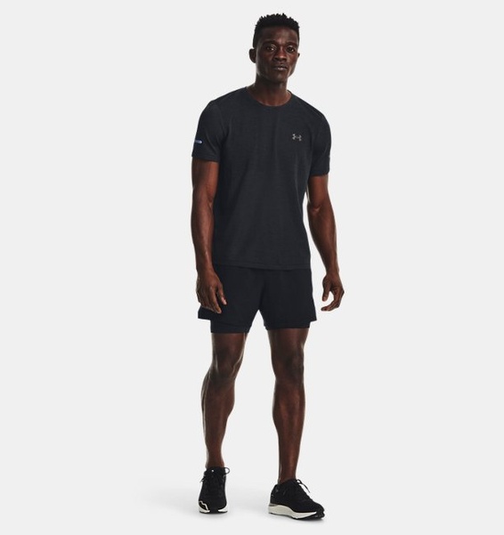 Siyah Erkek UA Dikişsiz Stride Kısa Kollu T-shirt