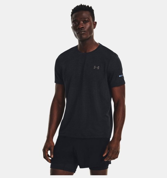 Siyah Erkek UA Dikişsiz Stride Kısa Kollu T-shirt