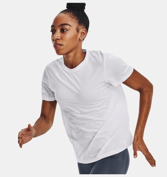 Beyaz Kadın UA Dikişsiz Stride Kısa Kollu T-shirt