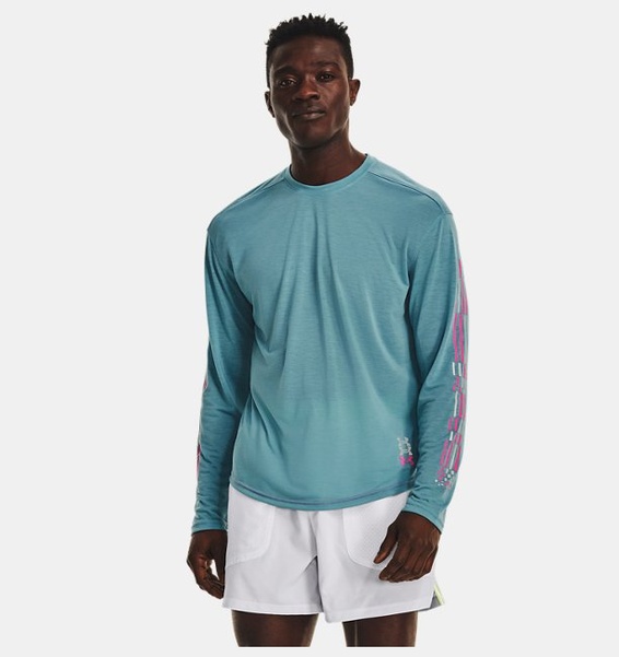 Mavi Erkek UA Koşu Anywhere Breeze Uzun Kollu T-shirt