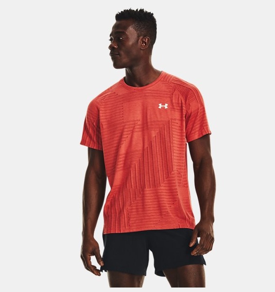 Kırmızı Erkek UA Streaker Deco Diamond Kısa Kollu T-shirt