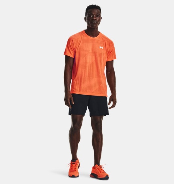 Turuncu Erkek UA Streaker Deco Diamond Kısa Kollu T-shirt