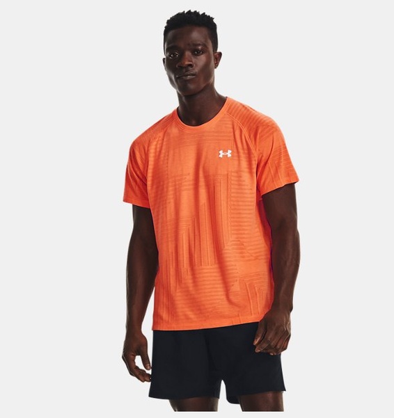Turuncu Erkek UA Streaker Deco Diamond Kısa Kollu T-shirt