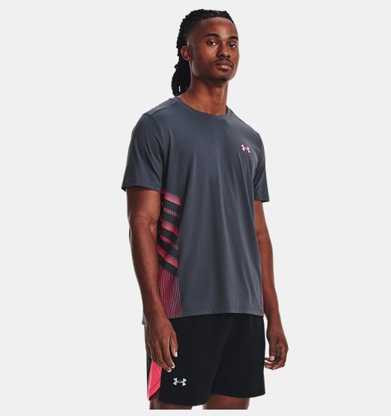 Gri Erkek UA Launch Elite Graphic Kısa Kollu T-shirt