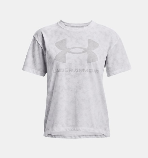 Beyaz Kadın UA Logo Baskılı Heavyweight Kısa Kollu T-shirt