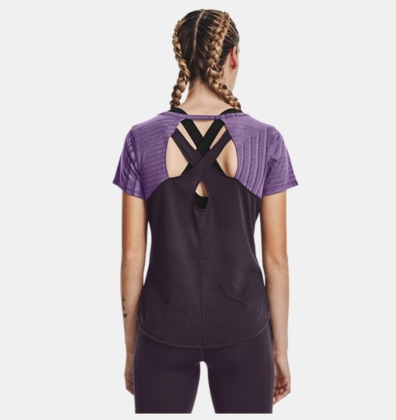 Mor Kadın UA Streaker Deco Diamond Kısa Kollu T-shirt