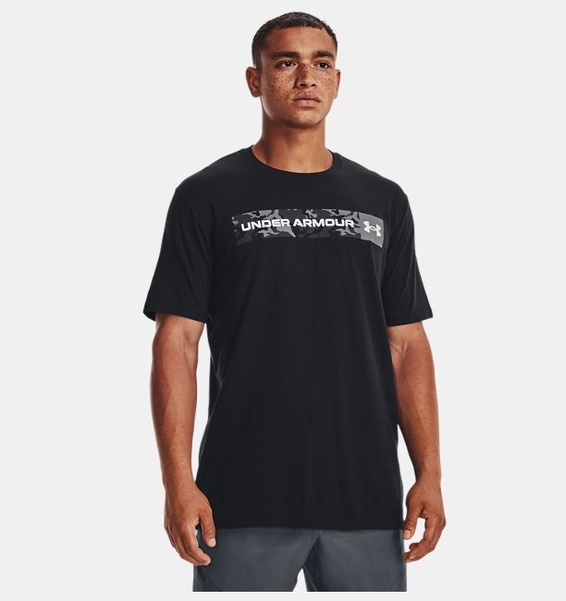 Siyah Erkek UA Camo Chest Stripe Kısa Kollu T-shirt