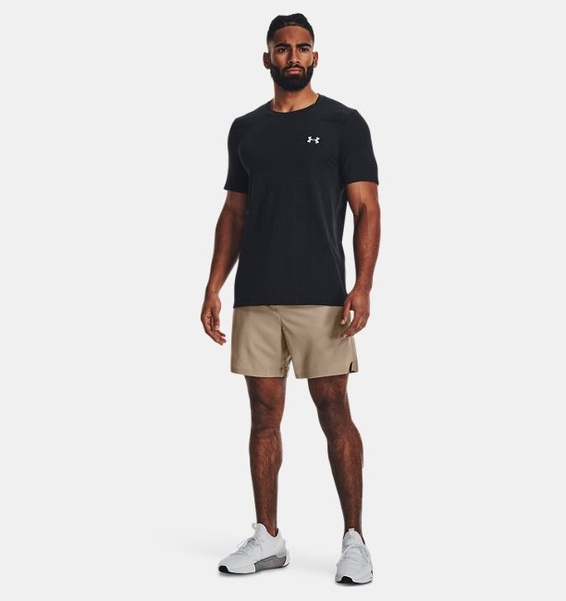 Siyah Erkek UA Vanish Dikişsiz Grid Kısa Kollu T-shirt