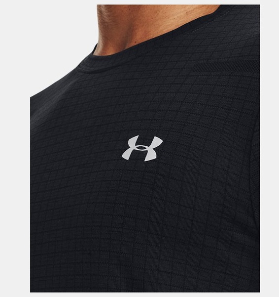 Siyah Erkek UA Vanish Dikişsiz Grid Kısa Kollu T-shirt