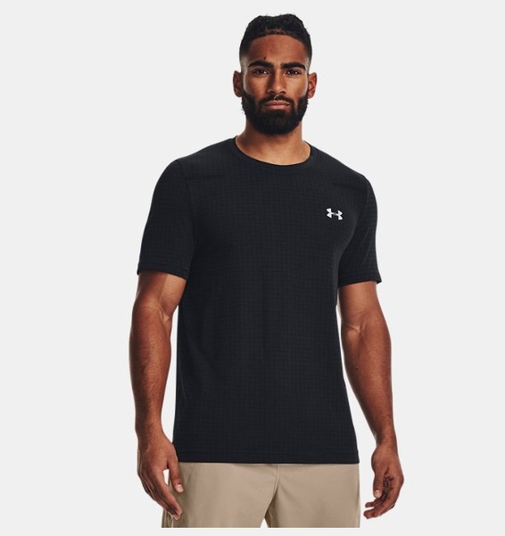 Siyah Erkek UA Vanish Dikişsiz Grid Kısa Kollu T-shirt