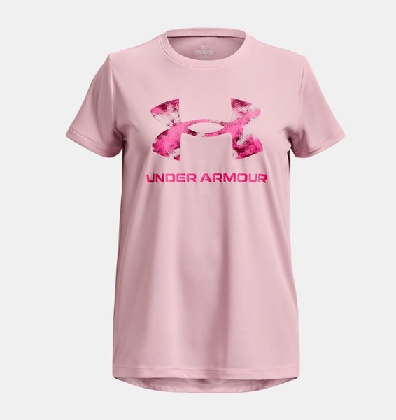 Pembe Kız Çocuk UA Tech™ Baskılı Fill Big Logo Kısa Kollu T-shirt