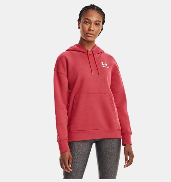 Kırmızı Kadın UA Essential Fleece Kapüşonlu Üst