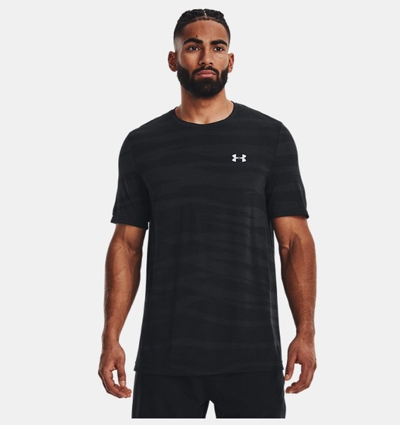 Siyah Erkek UA Dikişsiz Wave Kısa Kollu T-shirt