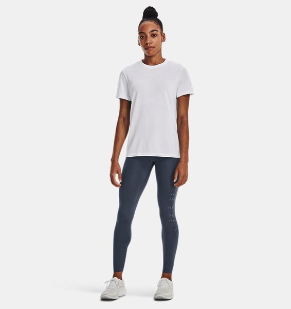 Beyaz Kadın UA Dikişsiz Stride Kısa Kollu T-shirt