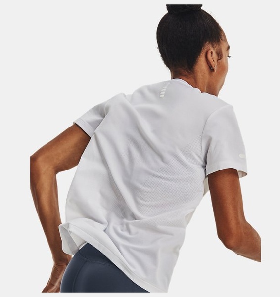 Beyaz Kadın UA Dikişsiz Stride Kısa Kollu T-shirt