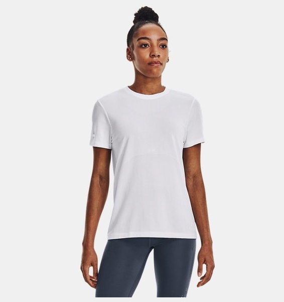 Beyaz Kadın UA Dikişsiz Stride Kısa Kollu T-shirt