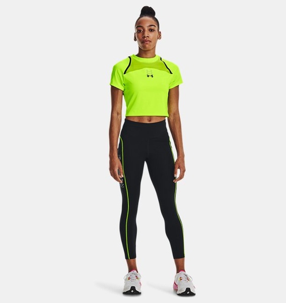 Yeşil Kadın UA Koşu Anywhere Crop Kısa Kollu T-shirt