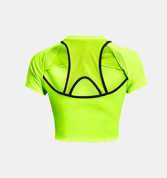 Yeşil Kadın UA Koşu Anywhere Crop Kısa Kollu T-shirt