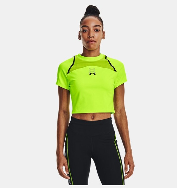Yeşil Kadın UA Koşu Anywhere Crop Kısa Kollu T-shirt