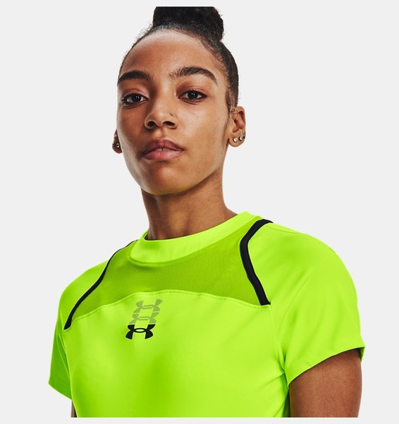 Yeşil Kadın UA Koşu Anywhere Crop Kısa Kollu T-shirt