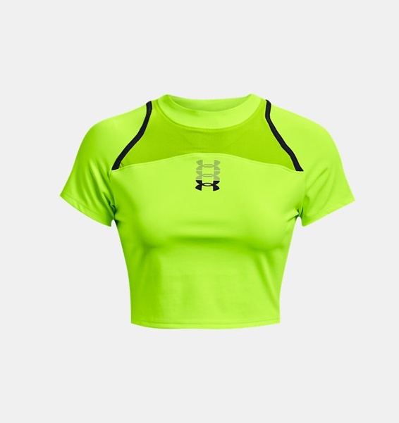 Yeşil Kadın UA Koşu Anywhere Crop Kısa Kollu T-shirt