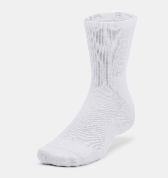 Beyaz Unisex UA 3-Maker 3’lü Paket Mid-Crew Çorap
