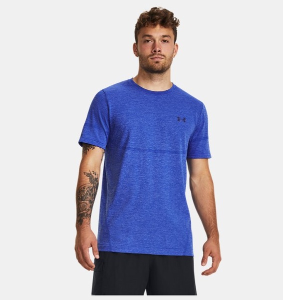 Mavi Erkek UA Vanish Elite Dikişsiz Kısa Kollu T-shirt