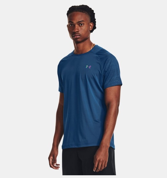 Mavi Erkek UA RUSH™ Baskılı Kısa Kollu T-shirt